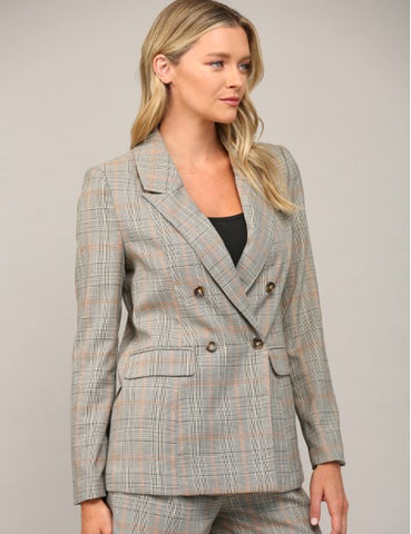 Plaid Double Breasted Blazer