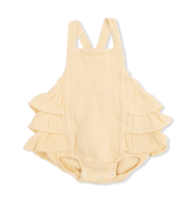 Solid Muslin Italian Straw - Ruffle Sunsuit