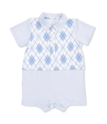 Blue Argyle - Short Playsuit