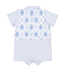 Blue Argyle - Short Playsuit