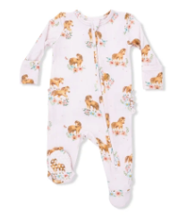 Pink Ponies - 2 Way Ruffle Back Zipper Footie