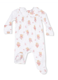 Teddy Bear Ballerina - Smocked Peter Pan Snap Footie
