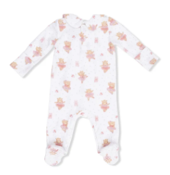 Teddy Bear Ballerina - Smocked Peter Pan Snap Footie