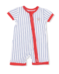 Baseball Stripe - Shortie 2 Way Zipper Romper