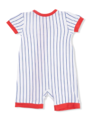 Baseball Stripe - Shortie 2 Way Zipper Romper