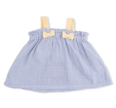 Micro Gingham Blue Blizzard - Top With Bows And Ruffle Leg Bloomer