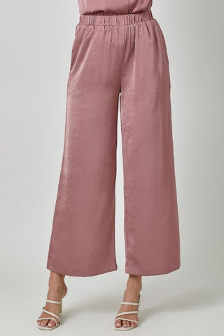 Crinkle Satin Pull-On Pants