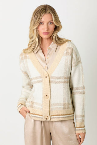 Plaid Sweater Cardigan