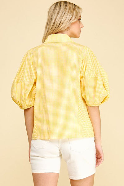 GINGHAM BUTTON DOWN TOP