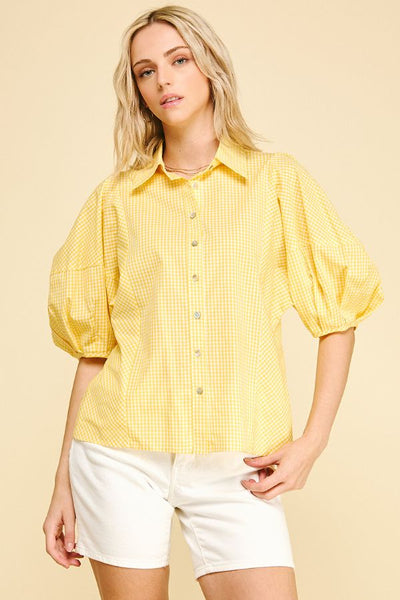 GINGHAM BUTTON DOWN TOP