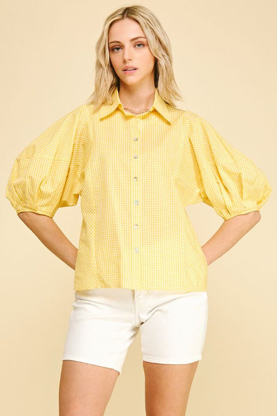 GINGHAM BUTTON DOWN TOP