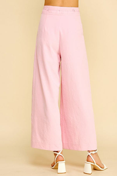 PLEATED DETAIL WIDE LEG PANTS