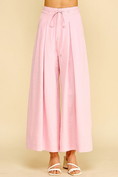 PLEATED DETAIL WIDE LEG PANTS