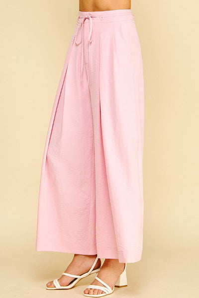 PLEATED DETAIL WIDE LEG PANTS