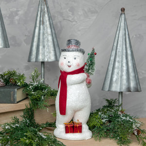 12" VINTAGE SNOWMAN W/ PRESENTS