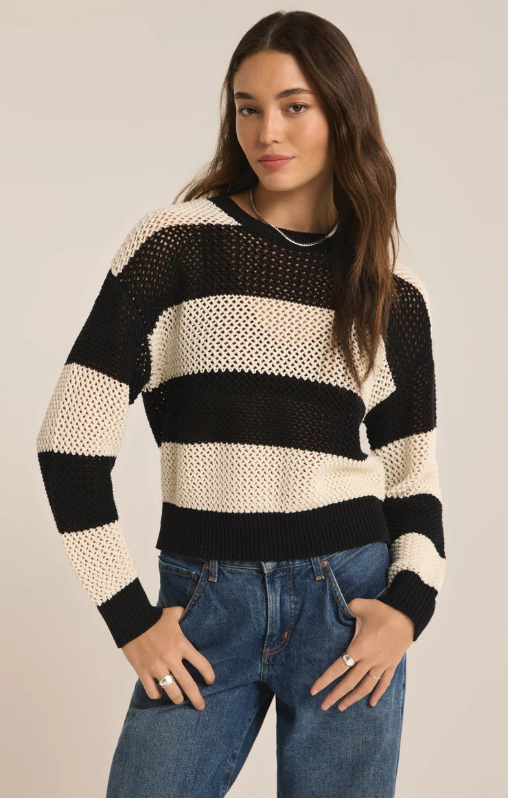 Broadbeach Striped Sweater Black