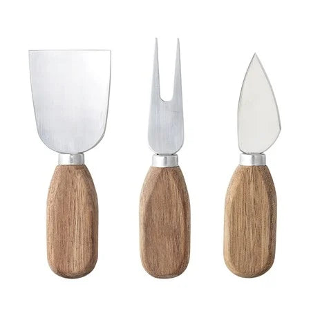 Set of 3 Stainless Steel Acadia Wood Utencils