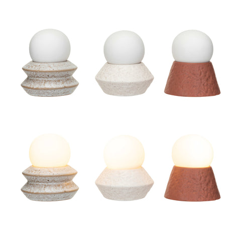 Stoneware LED Orb Light w/ Stand, 3 Styles