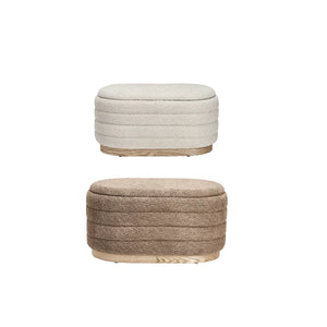 Upholstered Ottomans w/ Storage & Wood Bases