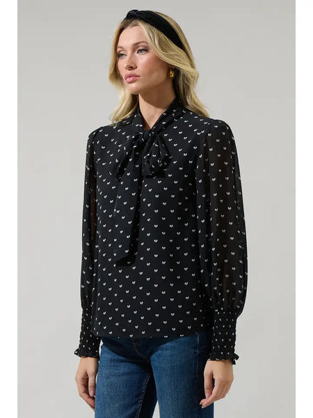 Rosaly Bow Etienne Tie Neck Long Sleeve Blouse