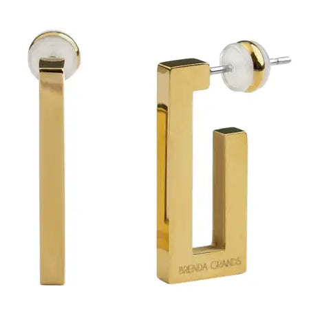 Waterproof Gold Rectangular Hoops