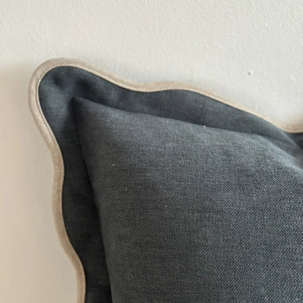 26" Chloe Navy Scalloped Edge Cushion