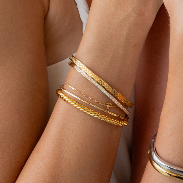 Waterproof Gold Dainty Initial Bracelet