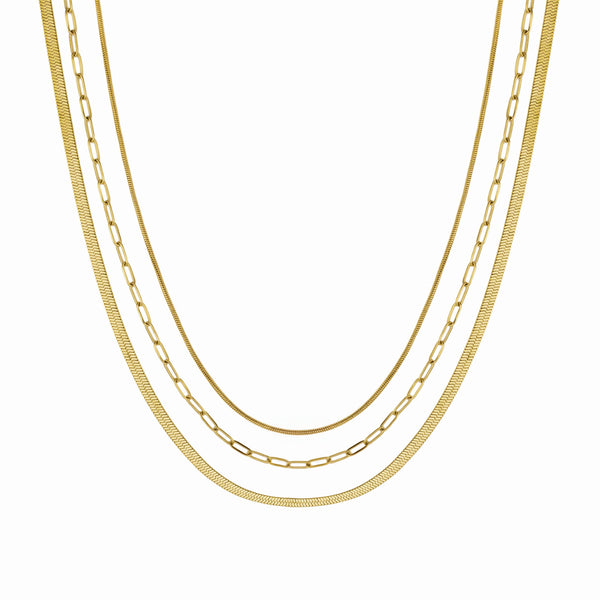 Waterproof Gold 3 in 1 Paperclip Necklace