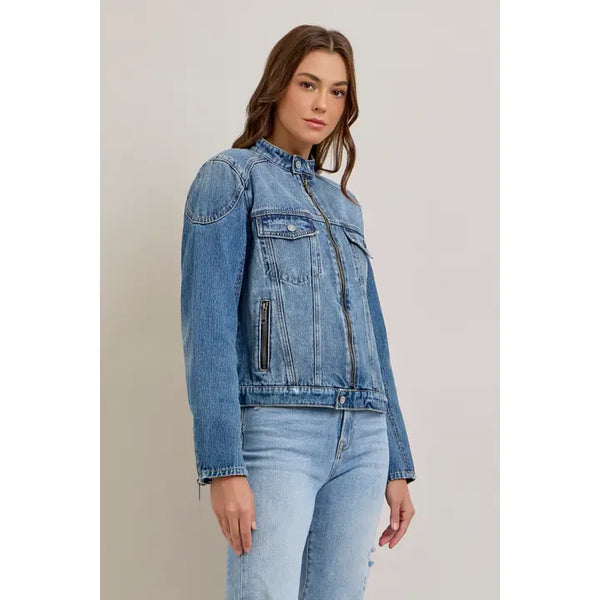 Medium Wash Classic Biker Jacket