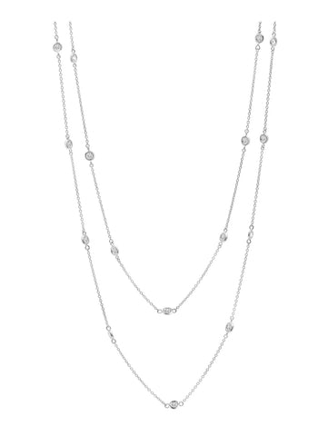 Bezel 36" Necklace Finished in Pure Platinum- 2mm