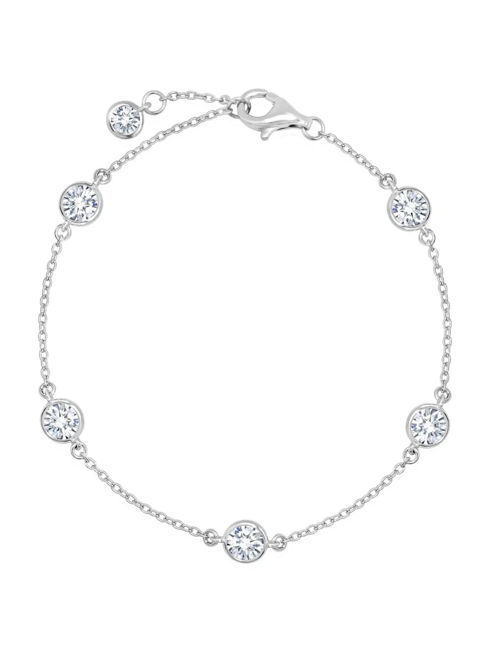 Bezel Set Station Bracelet Finished in Pure Platinum - 4mm