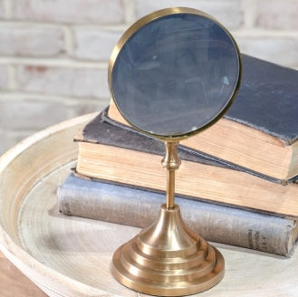 8.5" Brass Standing Magnifying Glass