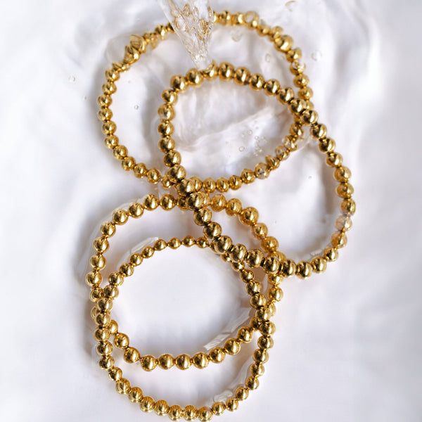 Waterproof Dainty Gold Double Beaded Bracelet Set