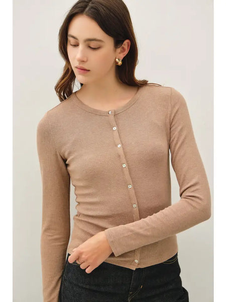 Button Up Long Sleeve Modal Top