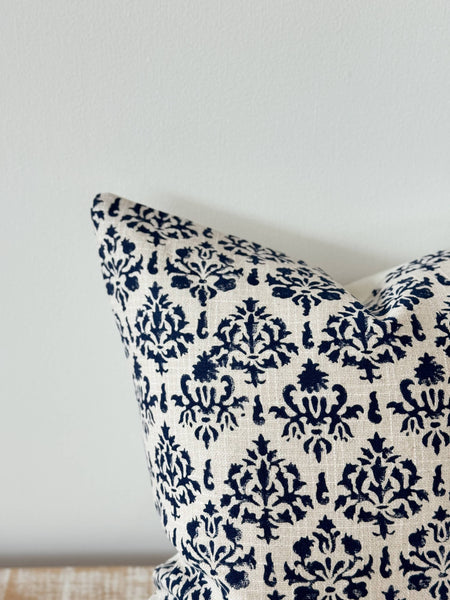 18" Ivy Navy Print Cushion Cover - 100% Cotton