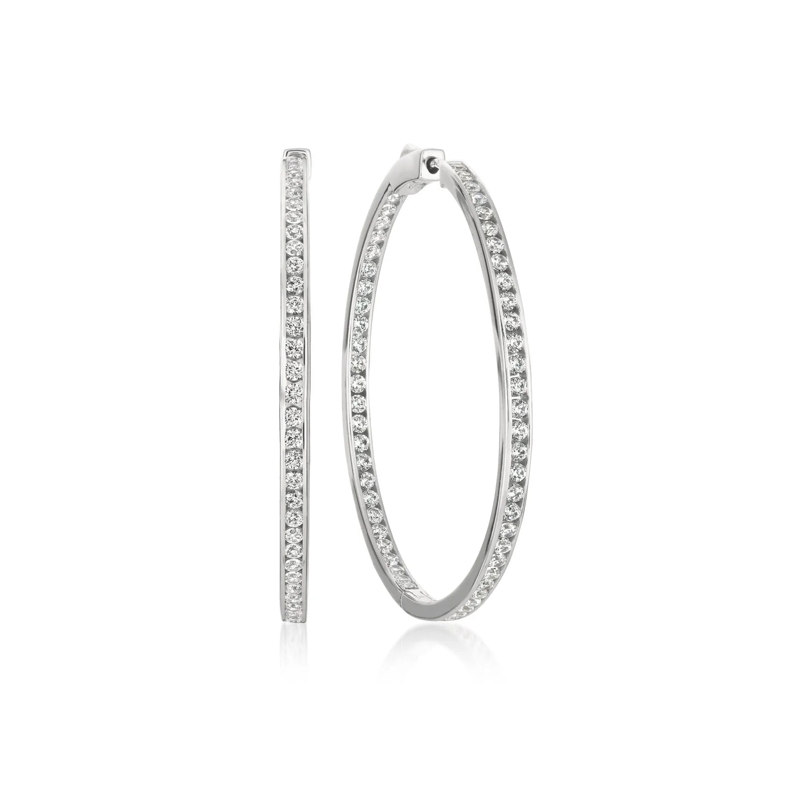 Classic Inside Out Hoop Earrings Finished in Pure Platinum - 1.3" diameter