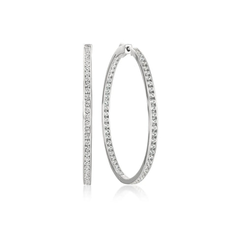 Classic Inside Out Hoop Earrings Finished in Pure Platinum - 1.3" diameter