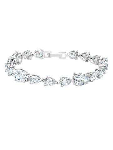 Classic Pear Tennis Bracelet Finished in Pure Platinum