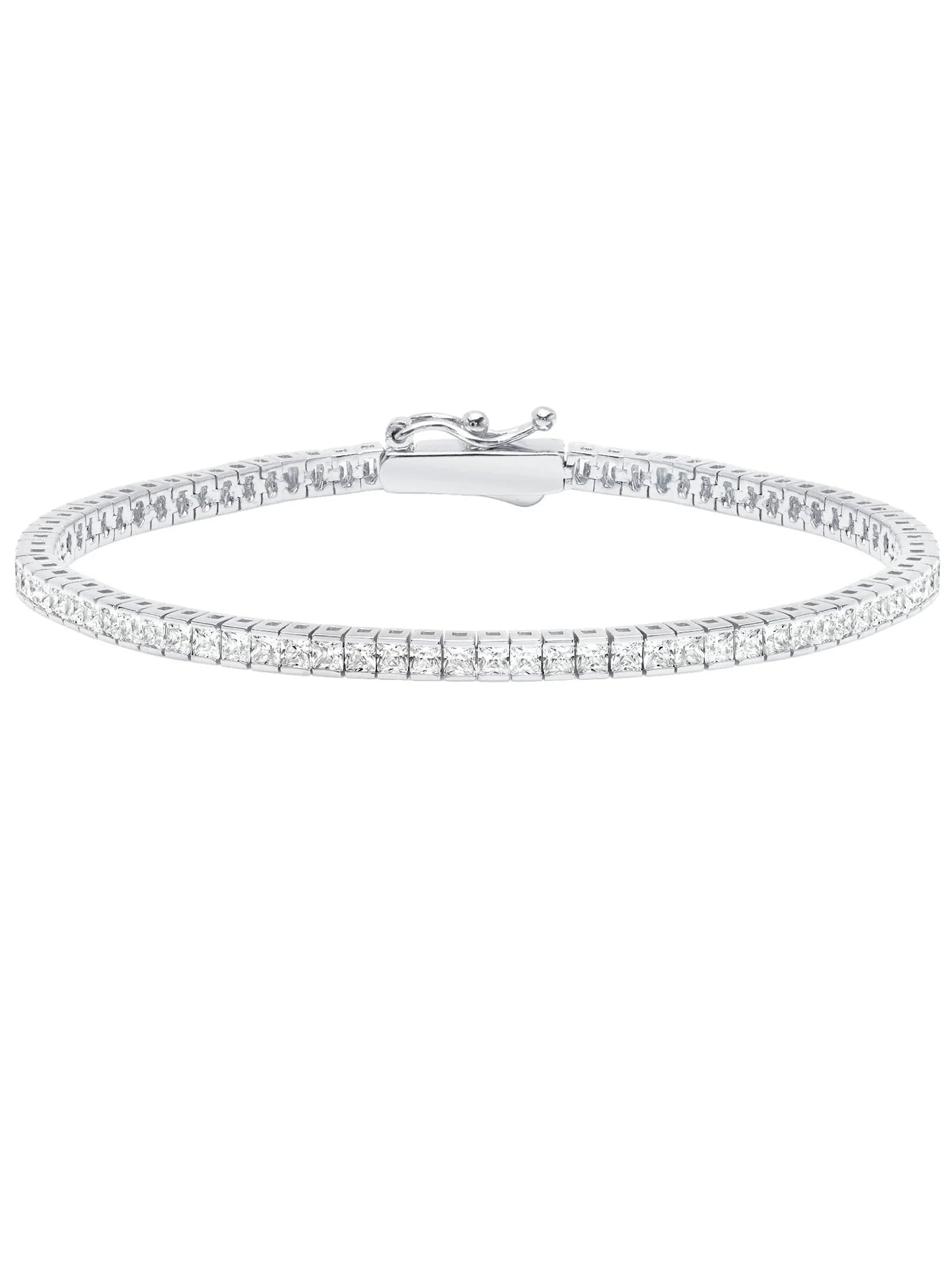Classic Small Princess Tennis Bracelet Finished in Pure Platinum