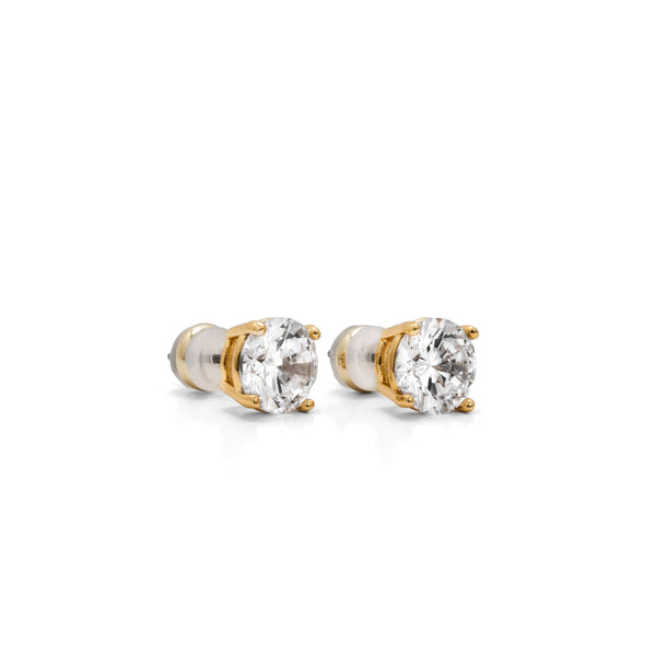 Demi-Fine 8mm Round Solitaire Stud Earrings – Gold