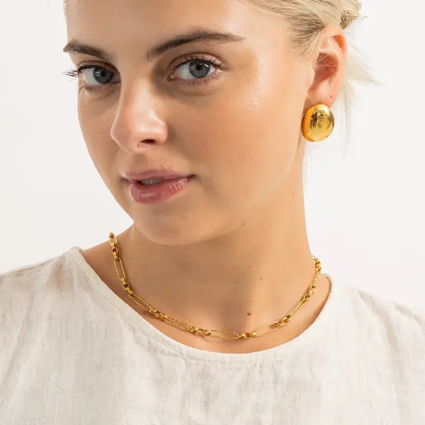 Waterproof Gold Statement Dome Earring