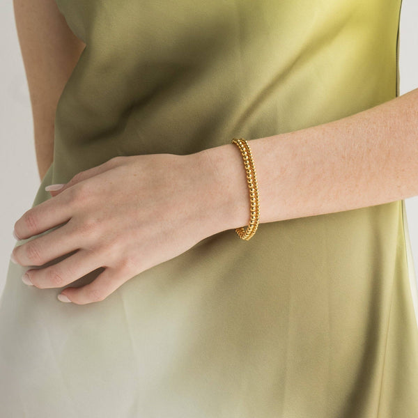Waterproof Dainty Gold Double Beaded Bracelet Set