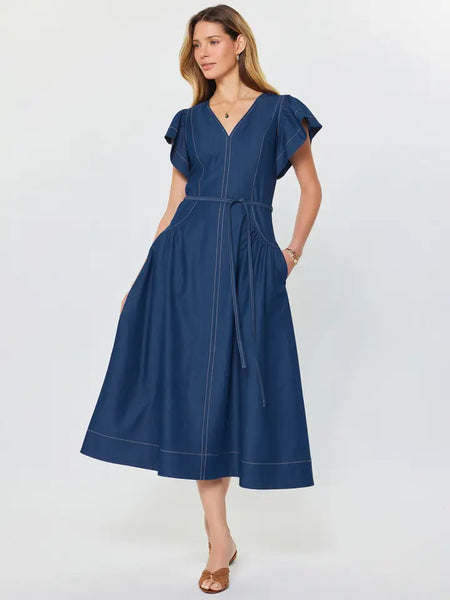 Flutter Sleeve Midi Dress