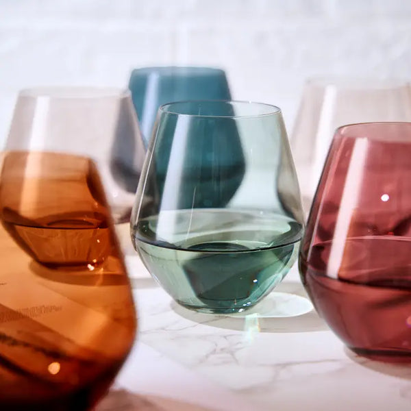 Pastel Colored Stemless Wine Glasses