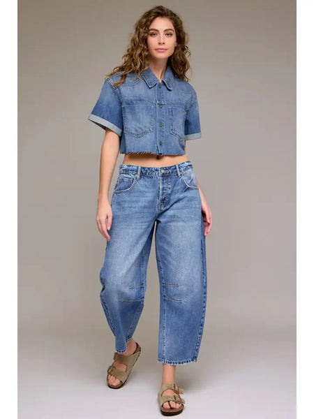 Medium Dark 25" Inseam Crop Barrel Jean