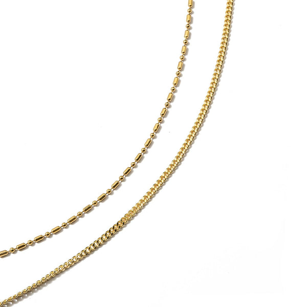 Waterproof Gold Double Barrel Necklace