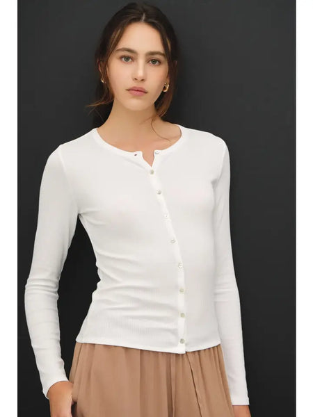 Button Up Long Sleeve Modal Top