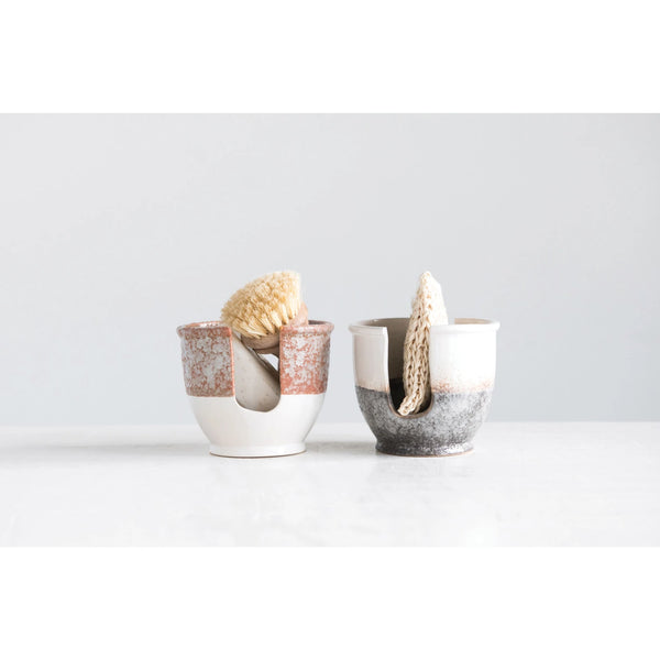 Stoneware Sponge Holder with Glaze