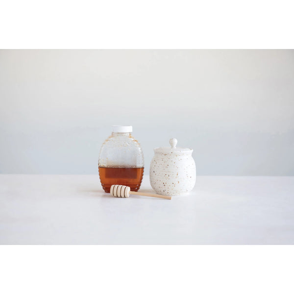 Honey Jar with Honey Dipper and Lid, Set of 2