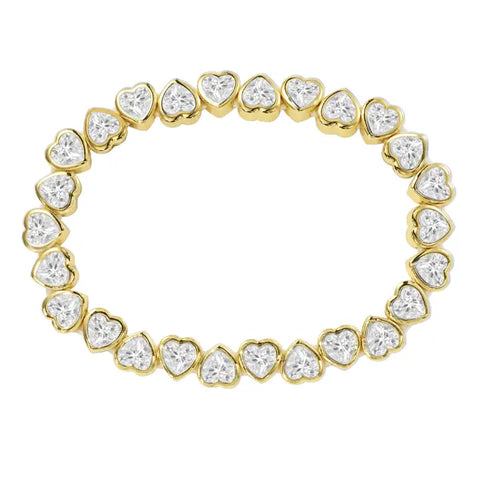Stretchy Bezel Heart Bracelet - Clear